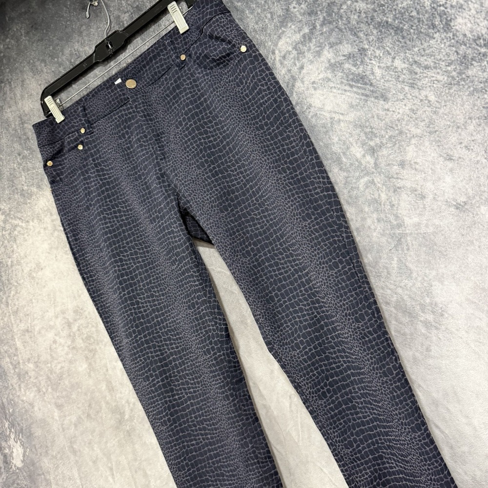 Eric Women’s Size 10 Navy Blue Crocodile Print Skinny Stretch Pants